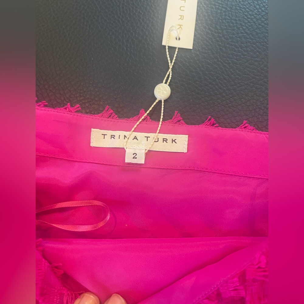 Trina Turk Seaway Eyelash Zigzag Off Shoulder/ Hot Pink Dress Size 2 NWT - Picture 13 of 14